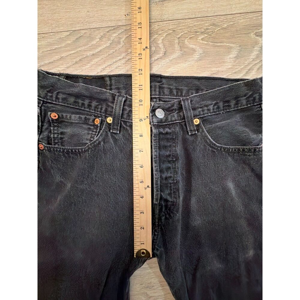 Levi’s 501 Black Jeans W30 L32 100% Cotton Straight Leg Button Fly - Picture 9 of 10